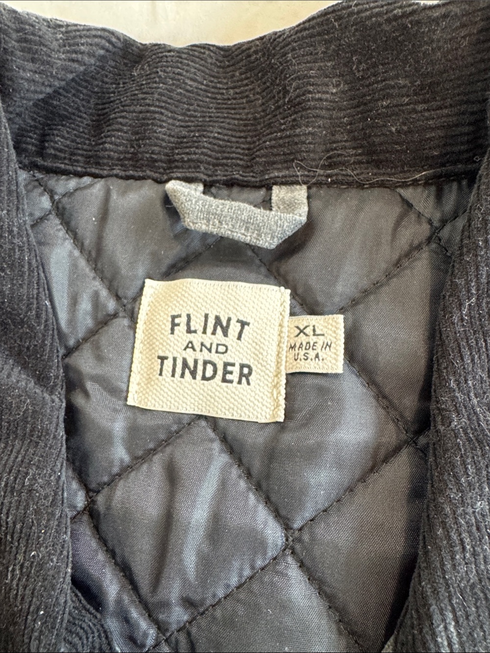 Flint & Tinder Waxed Charcoal Grey Corduroy-Collar Zip Jacket - Picture 3 of 4